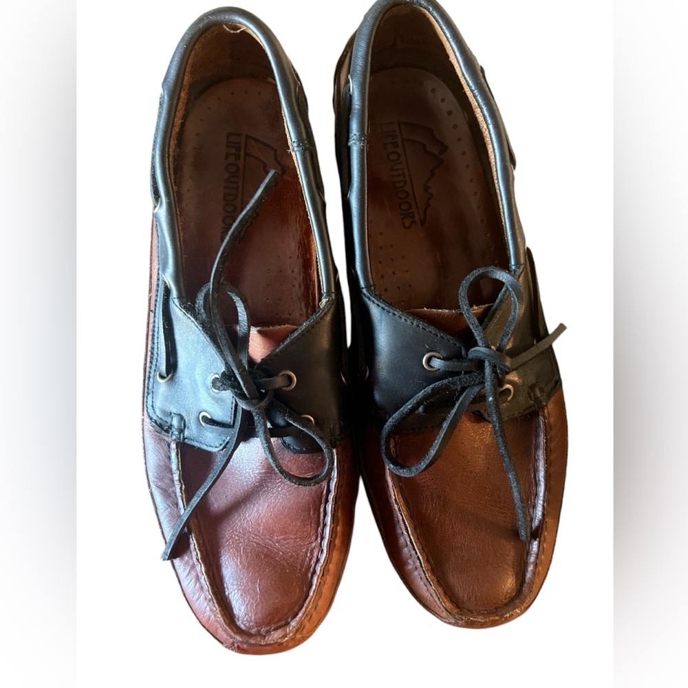 LIFE OUTDOORS Two Tone Oil Tanned Leather Deck Shoe 11 Men’s